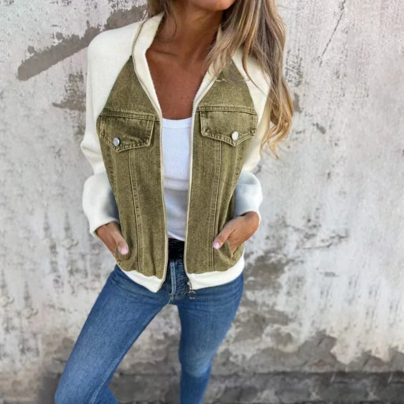 Denim-look bomber jacket with pocket details and a comfortable fit