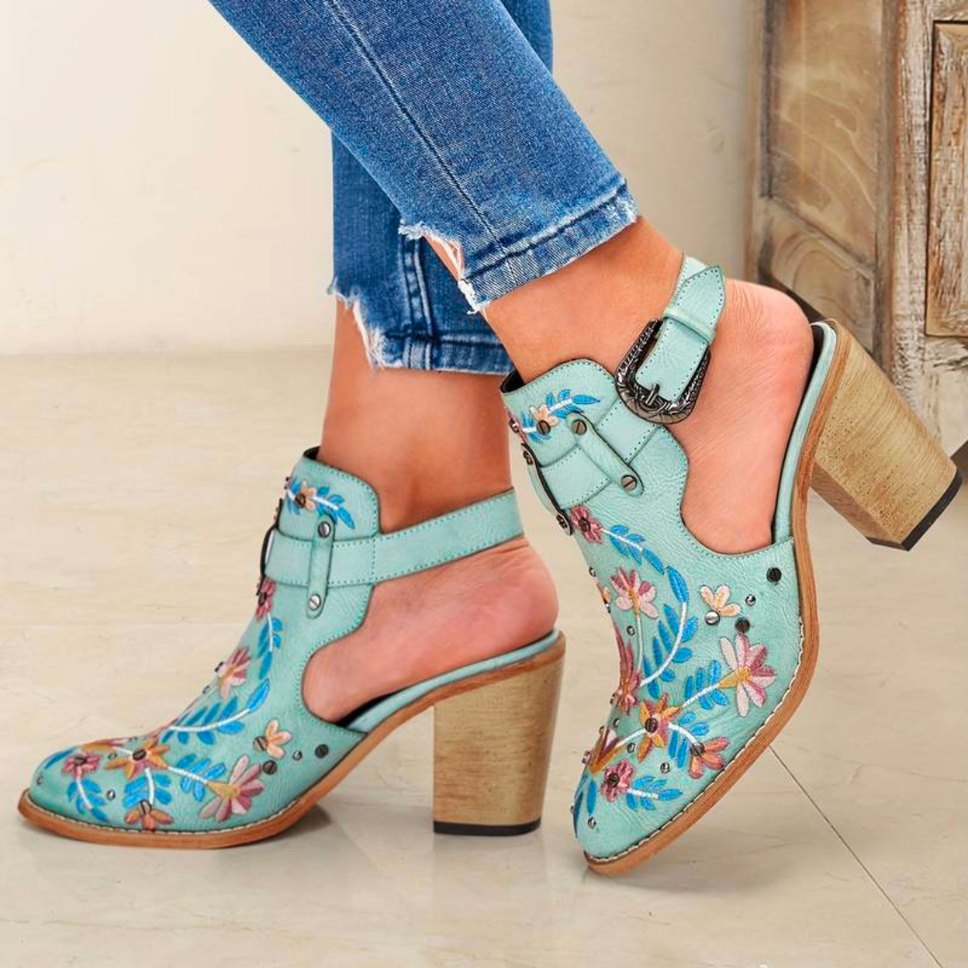 Embroidered Women's Slingback Heels