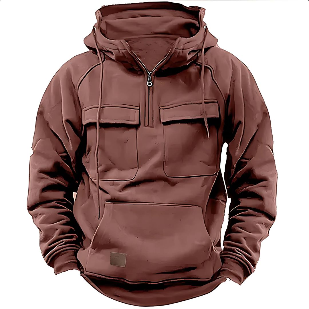 Men's Multi-Pocket Half Zip Hoodie