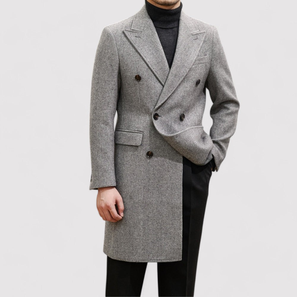 Ancien | Men's British Wool Warm Double-Breasted Slim Coat