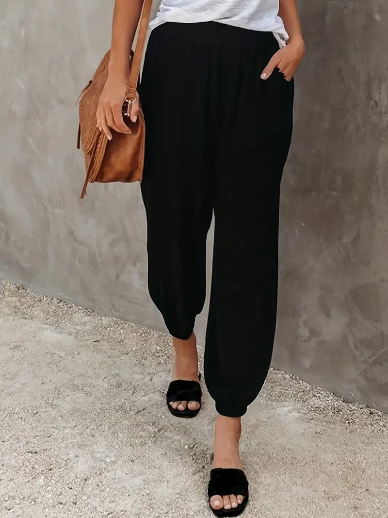 Long trousers with high waist