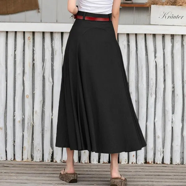 Modern A-line high waist slimming plus size long skirt