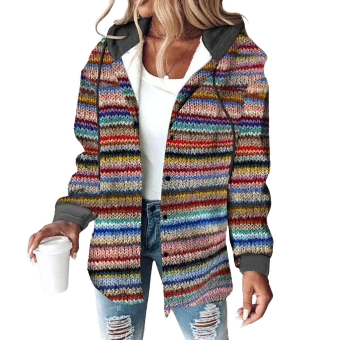 Arnie | Knitted Button Down Hooded Jacket For Women