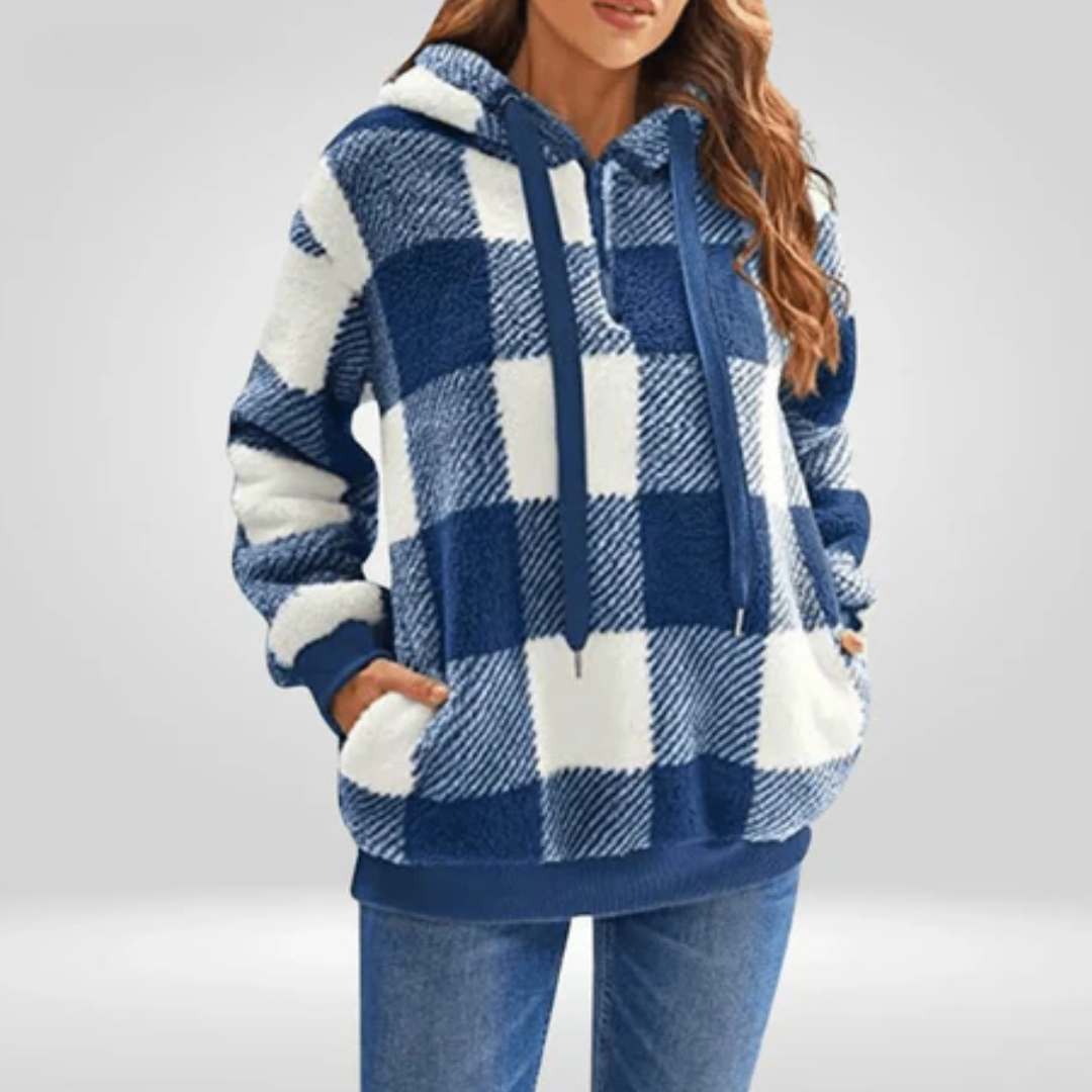 Priscilla | Plaid Drawstring Hoodie For Women