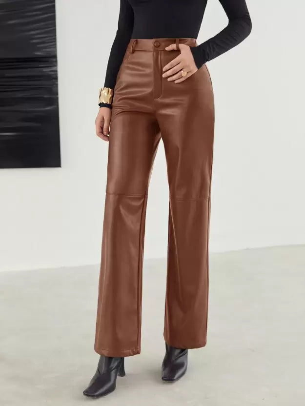 High-waisted Faux Leather Pants