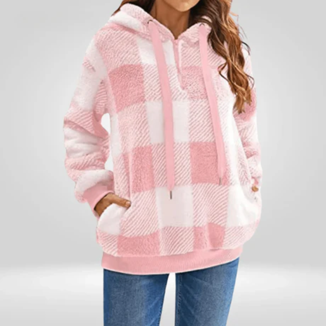 Priscilla | Plaid Drawstring Hoodie For Women