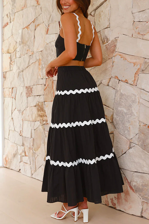 Farida - Ric Rac Cami & Tiered Maxi Skirt Set