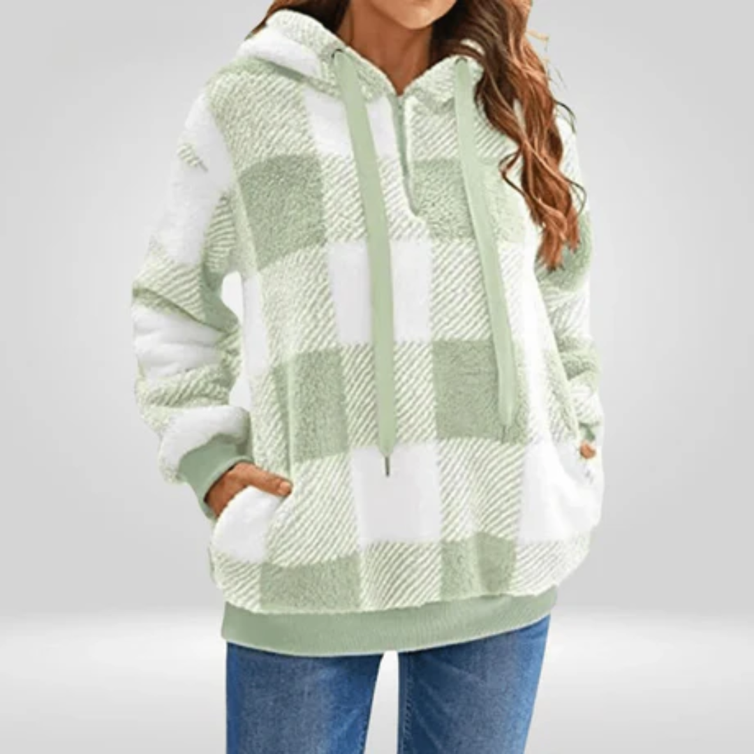 Priscilla | Plaid Drawstring Hoodie For Women