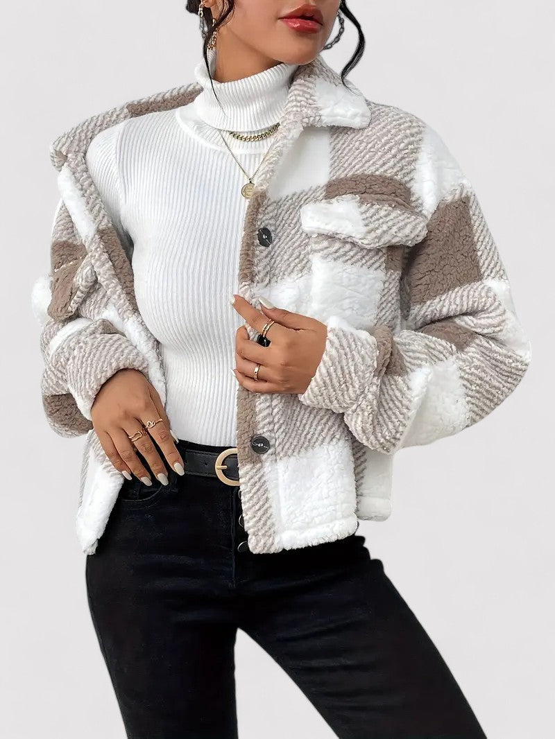 Ancien | Checkered Ladies Jacket with Buttoned Closure