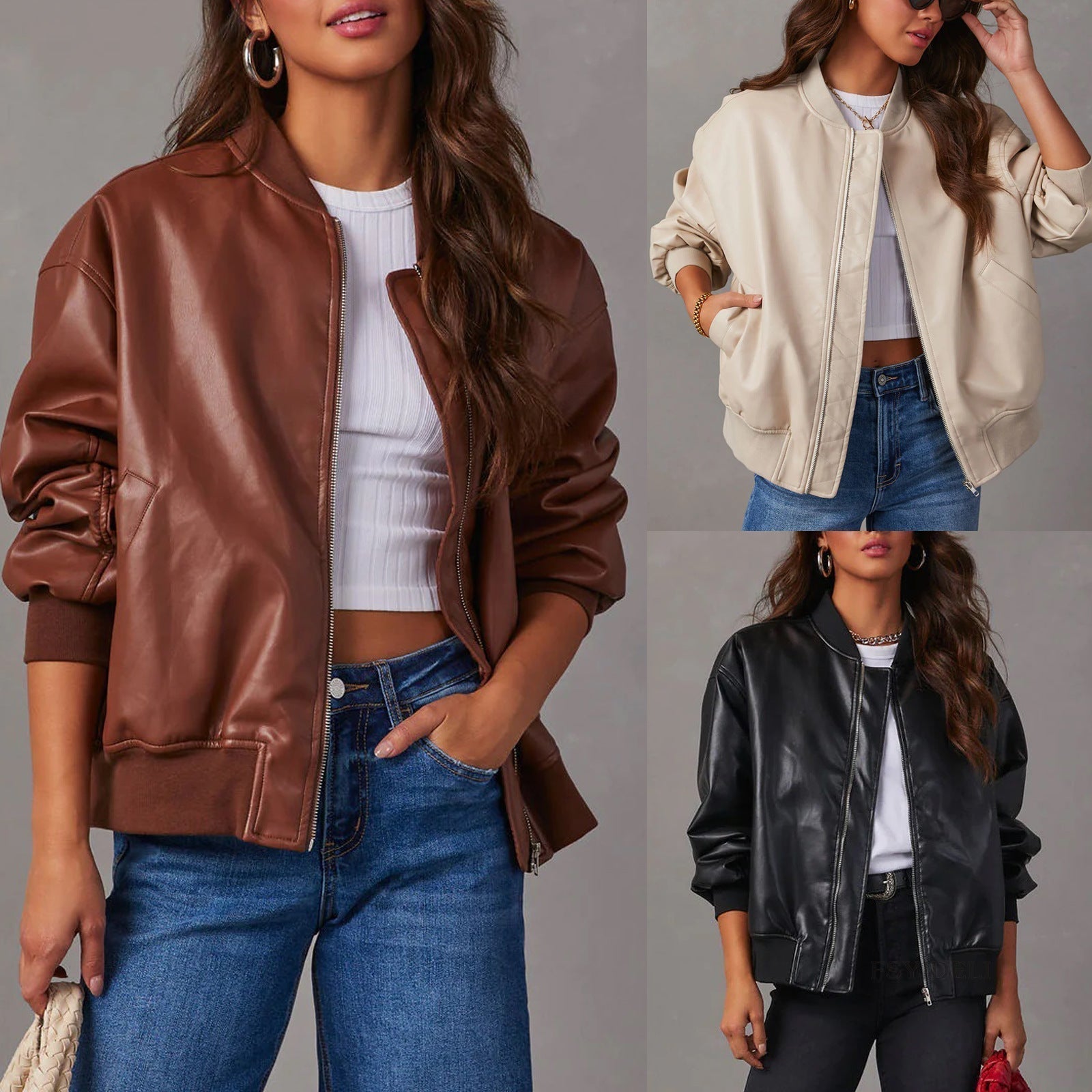 Leather baseball uniform jacket