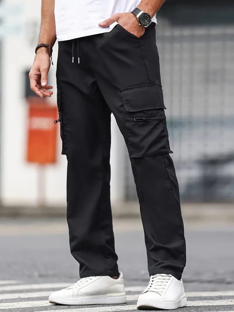 Trousers With Multiple Flap Pockets and Drawstring