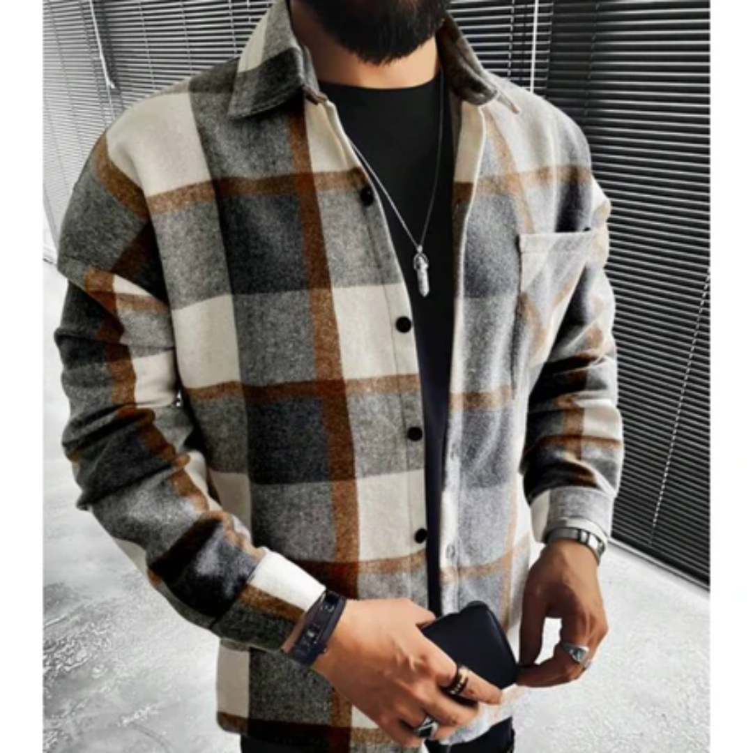 Bryce | Stylish Winter Plaid Collared Jacket For Men