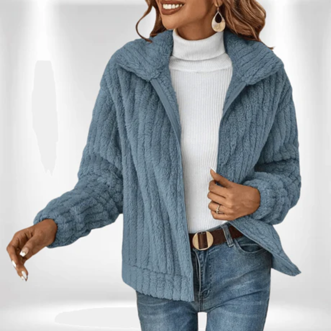 Carrie | Winter Ribbed Zip Up Jacket For Women