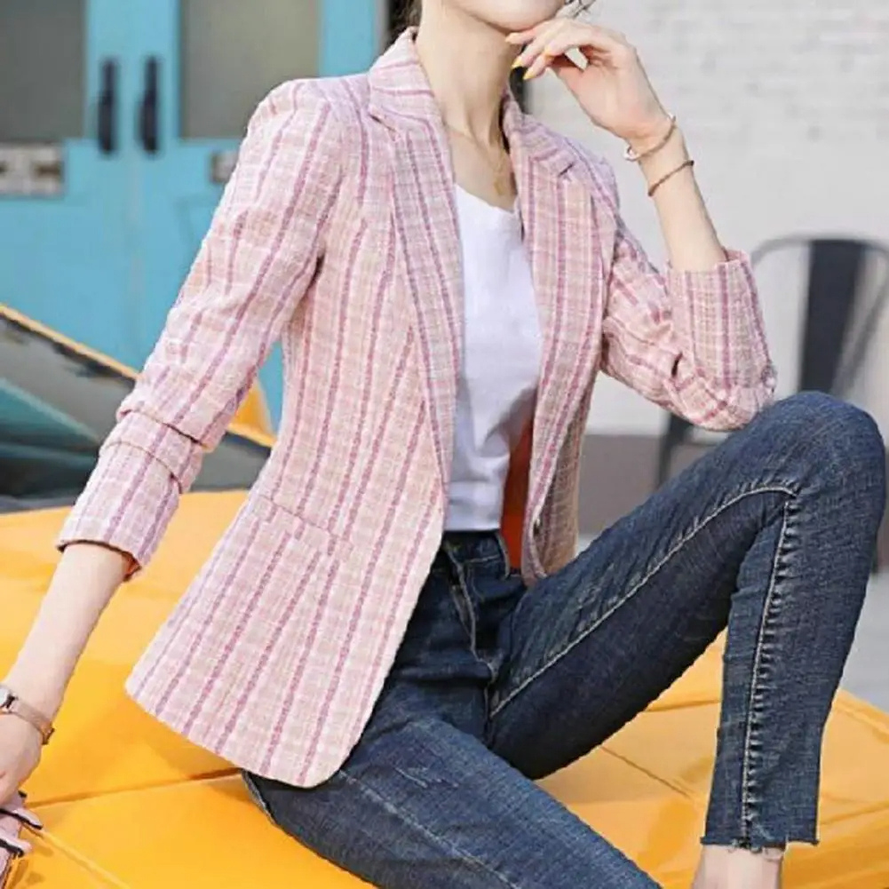 Women's checked blazer with ankle button fastening