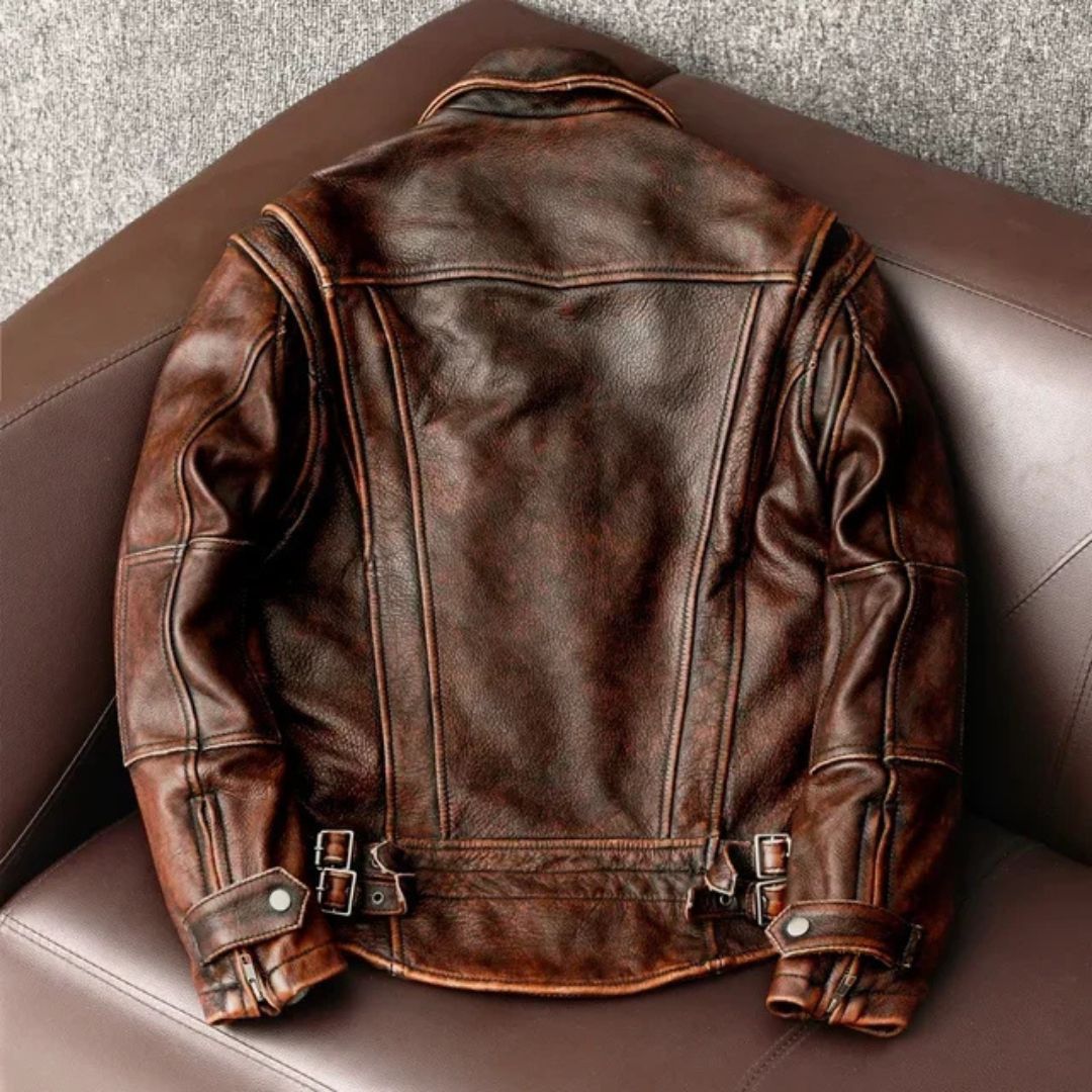 Men's Vintage Cowhide Biker Jacket