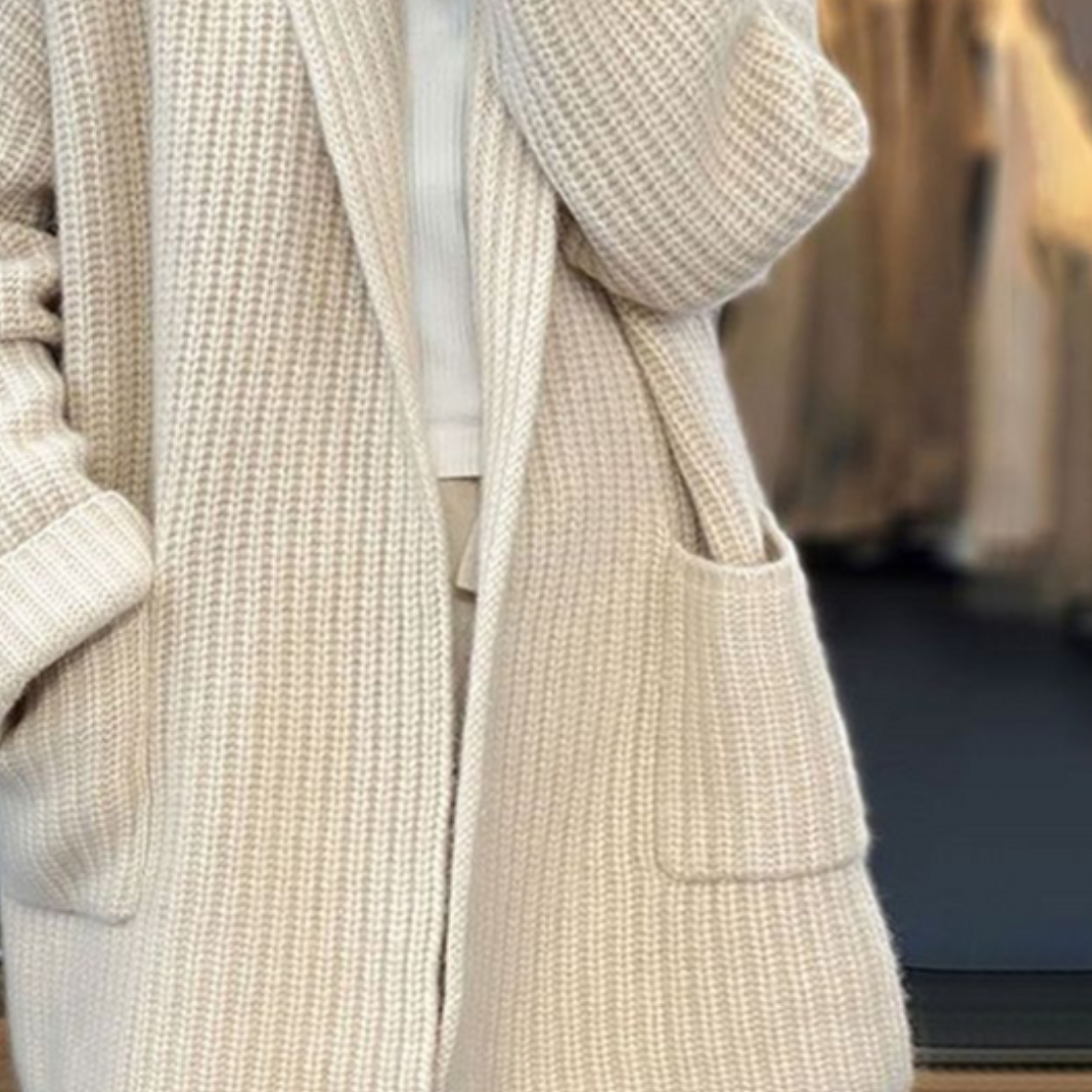 Long knitted ladies cardigan