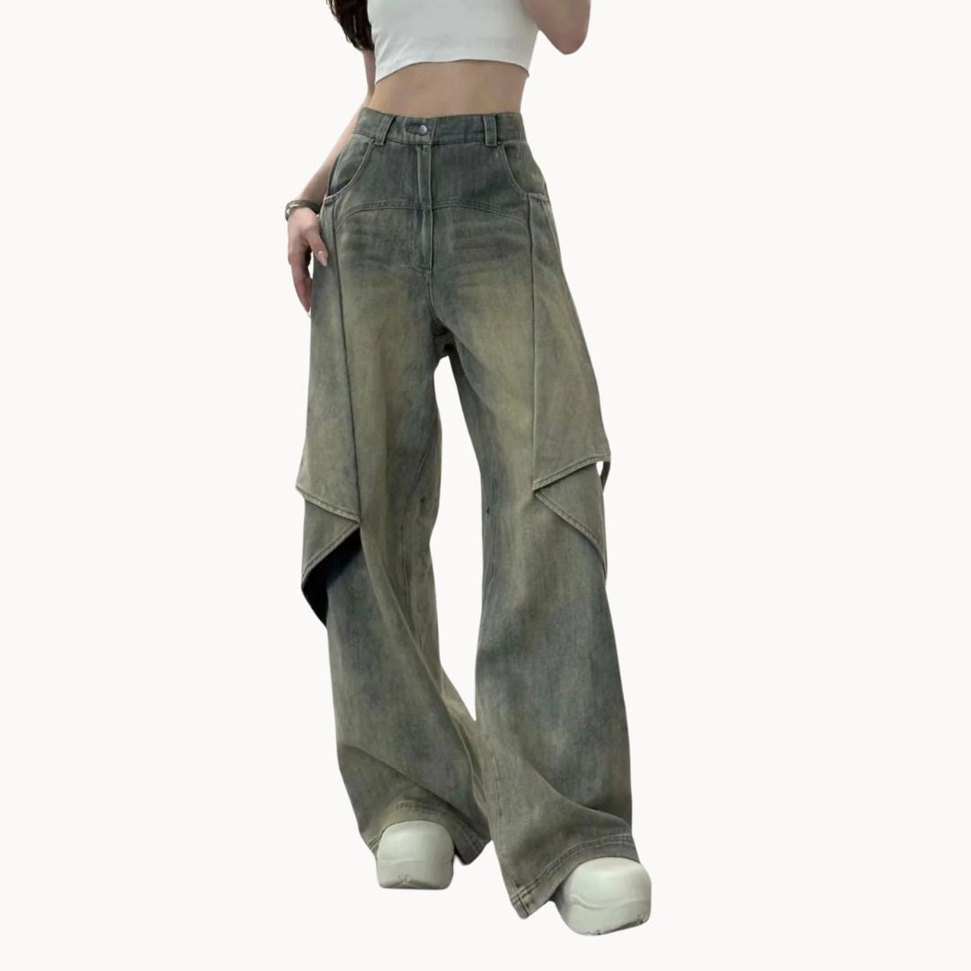 Layered wide-leg skater jeans