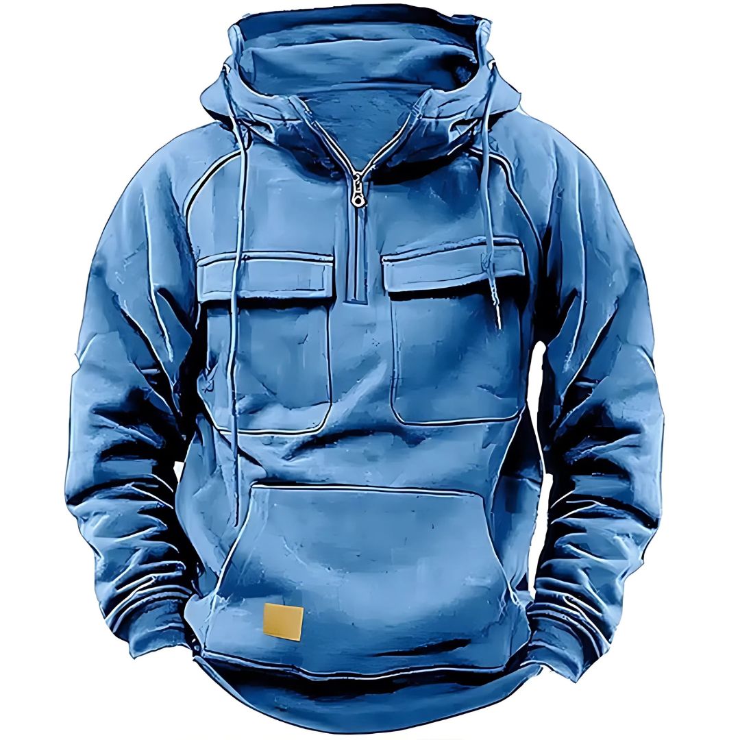 Men's Multi-Pocket Half Zip Hoodie