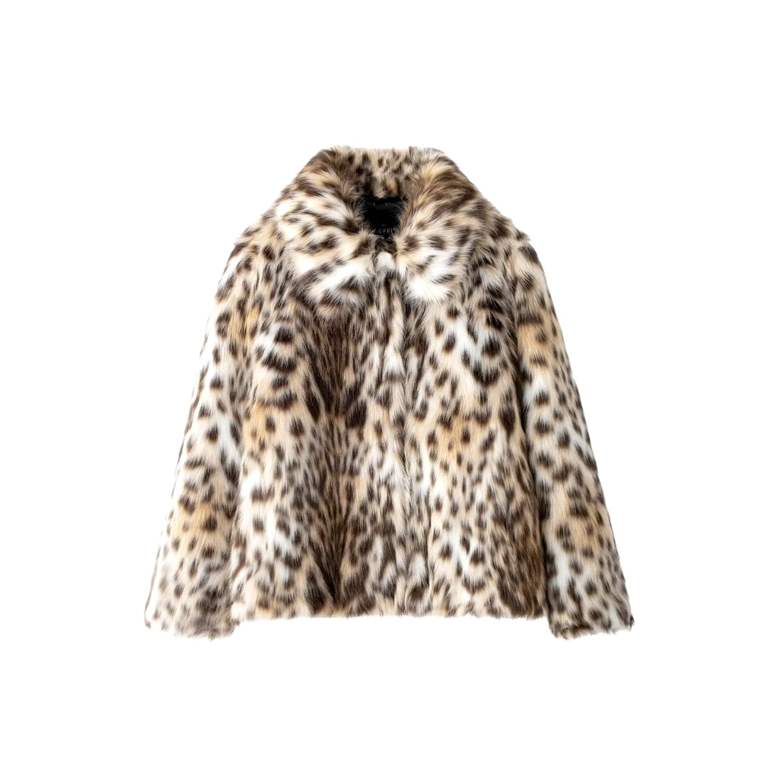 Becky™ - Short Faux Leather Leopard Jacket