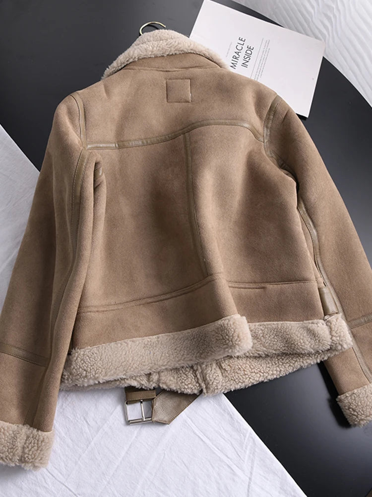 Olivia Suede Winter Coat - Warm & Stylish