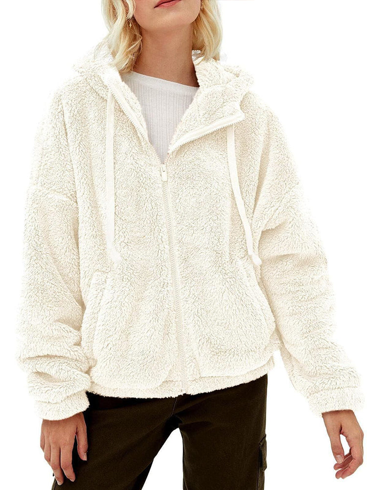 Oversized fleece hoodie with full zipper