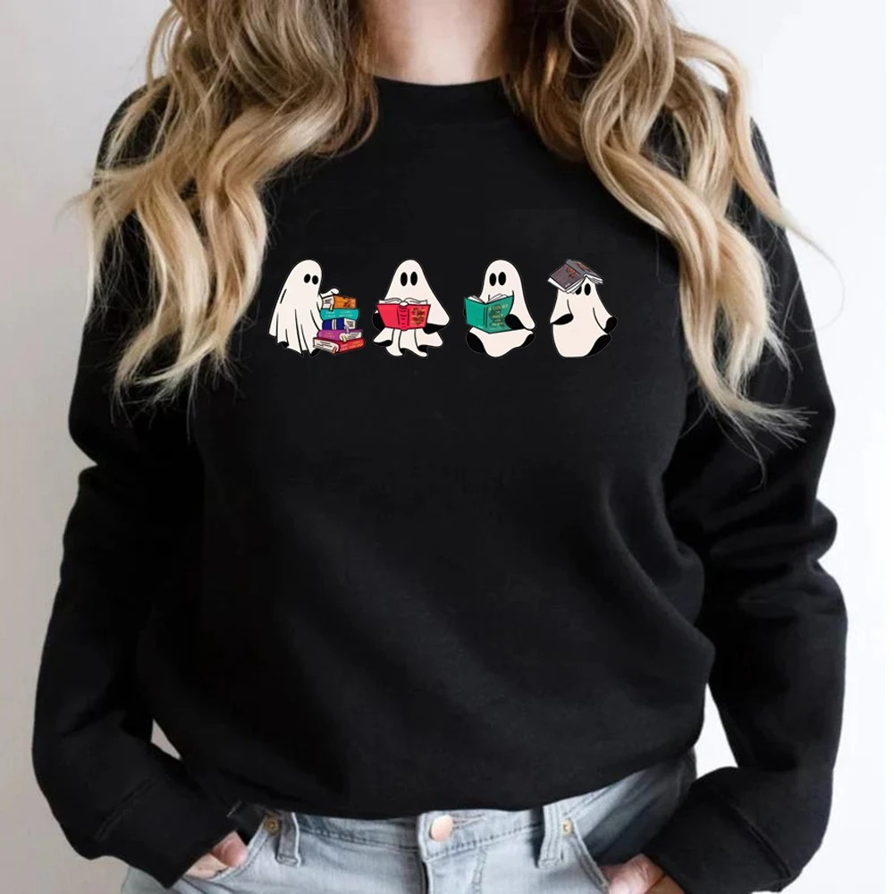 Cute graphic jumper with ghost motif for casual style