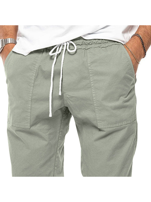 Men's elastic casual pants with drawstring for men