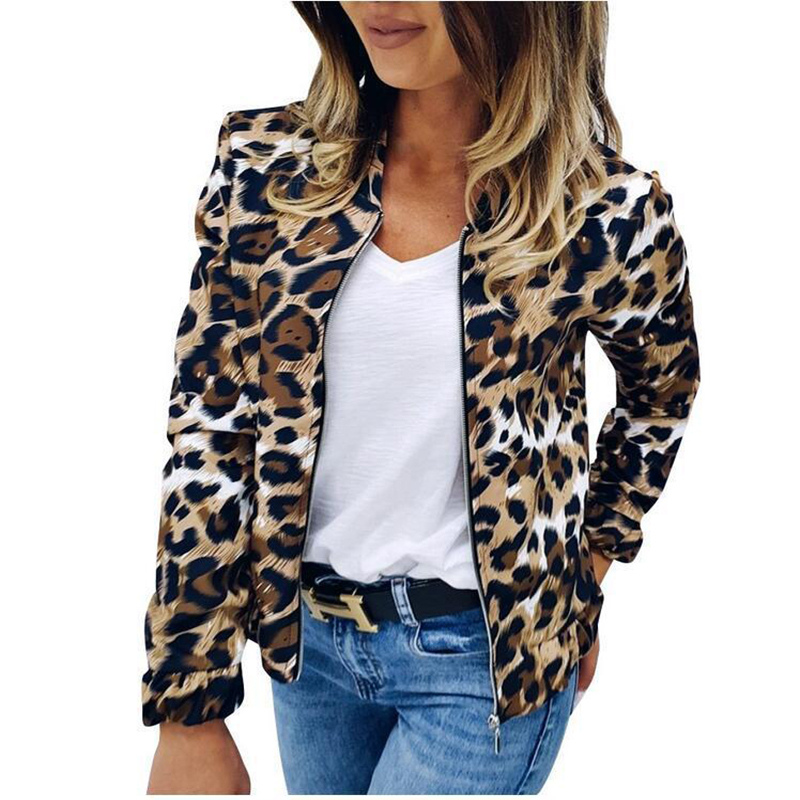 Fashionable bomber jacket with animal print and comfortable fit