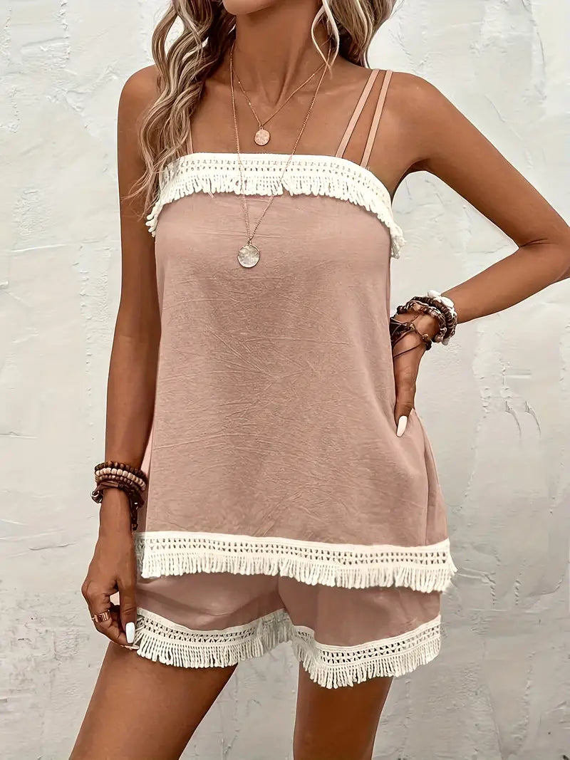 Boho Tassel Trim Summer Two-piece