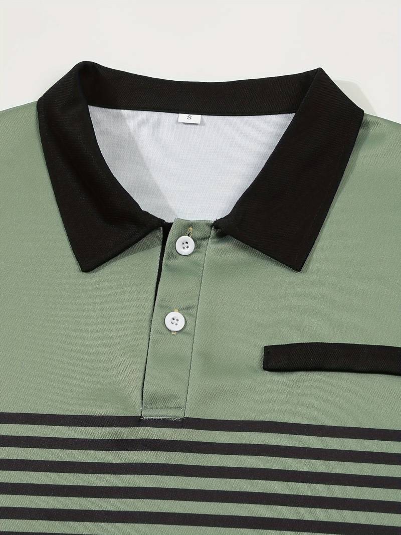 Casual Short Sleeve Striped Polo Shirt For Men