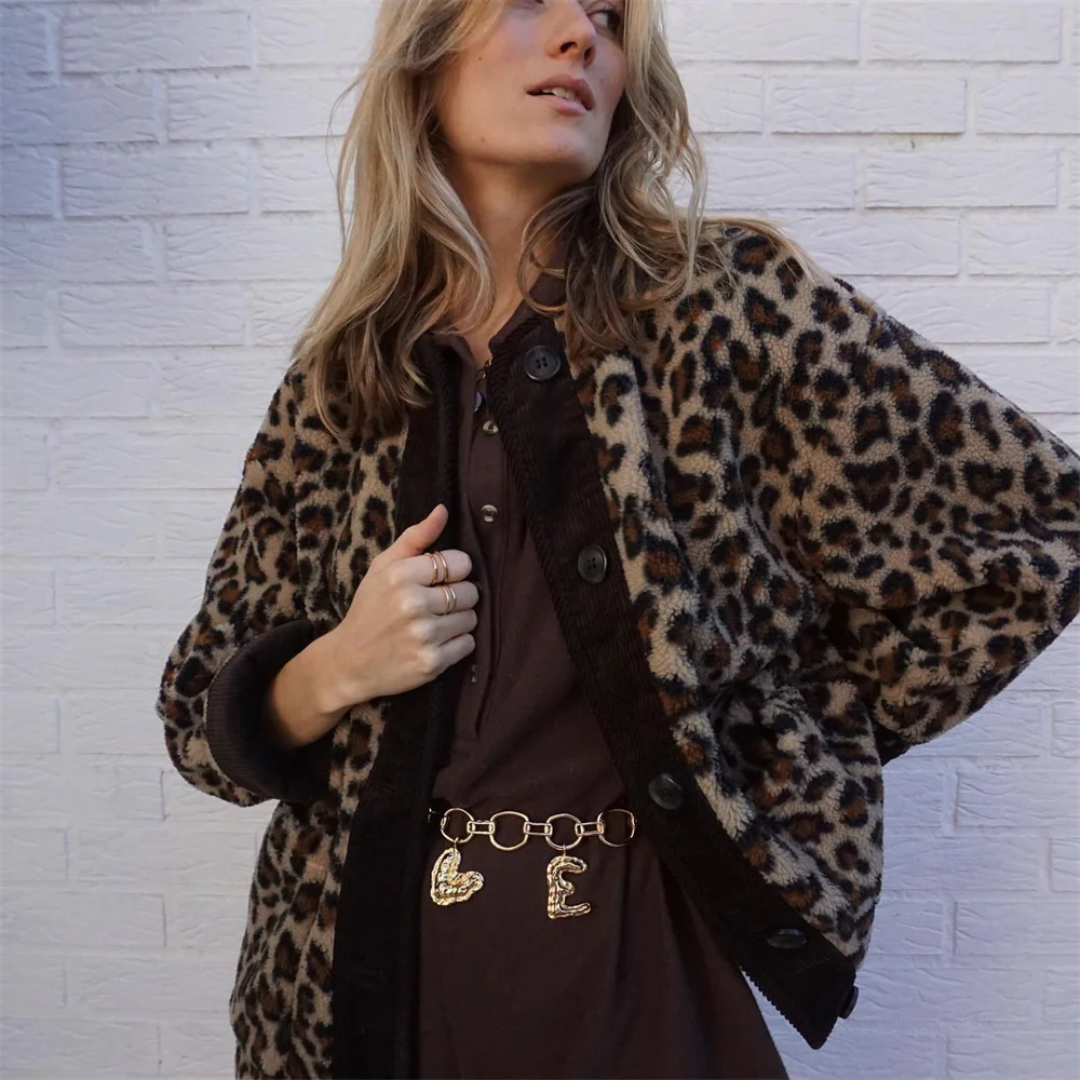 Leahara | Leopard Winter Cardigan For Women