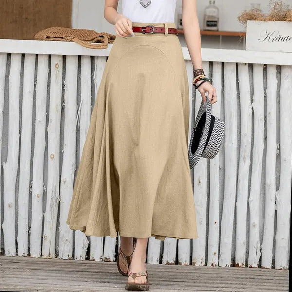 Modern A-line high waist slimming plus size long skirt