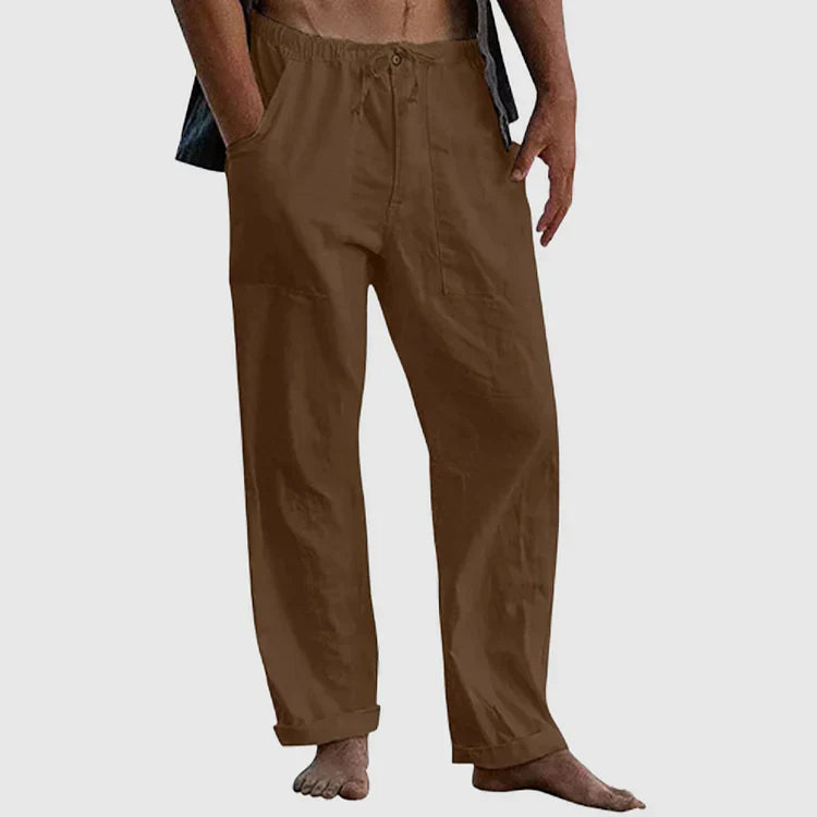 Linen beach trousers for men, loose fit