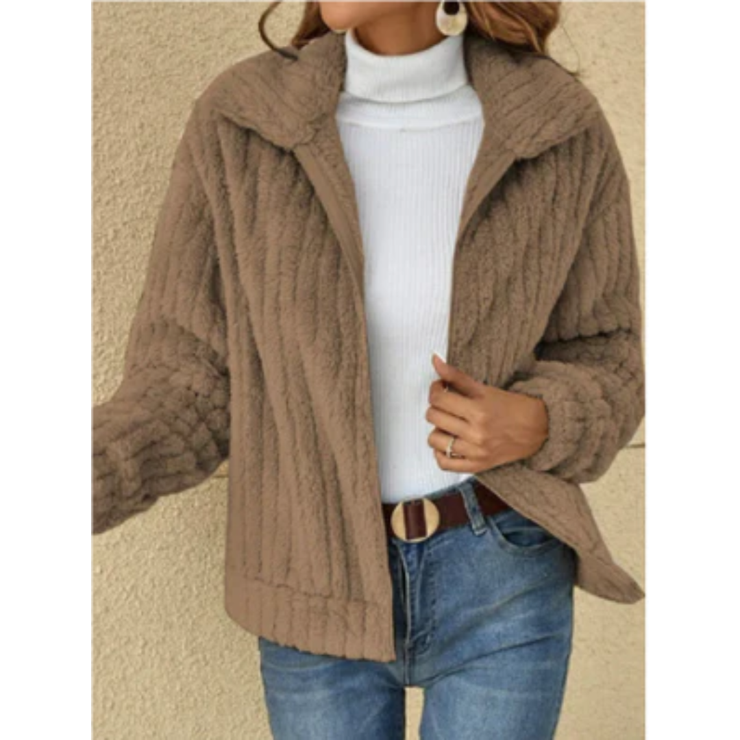 Carrie | Winter Ribbed Zip Up Jacket For Women