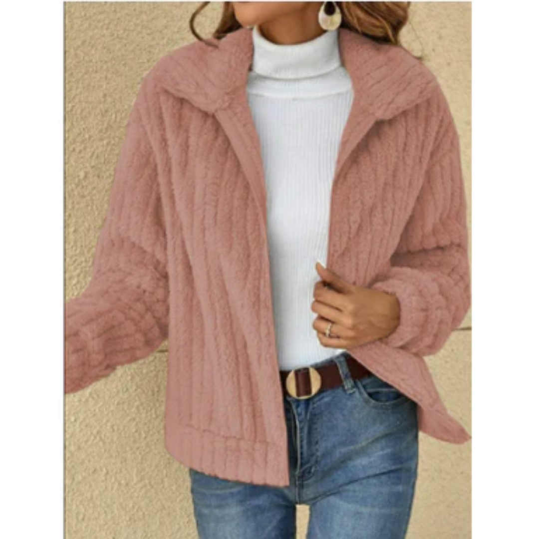 Carrie | Winter Ribbed Zip Up Jacket For Women