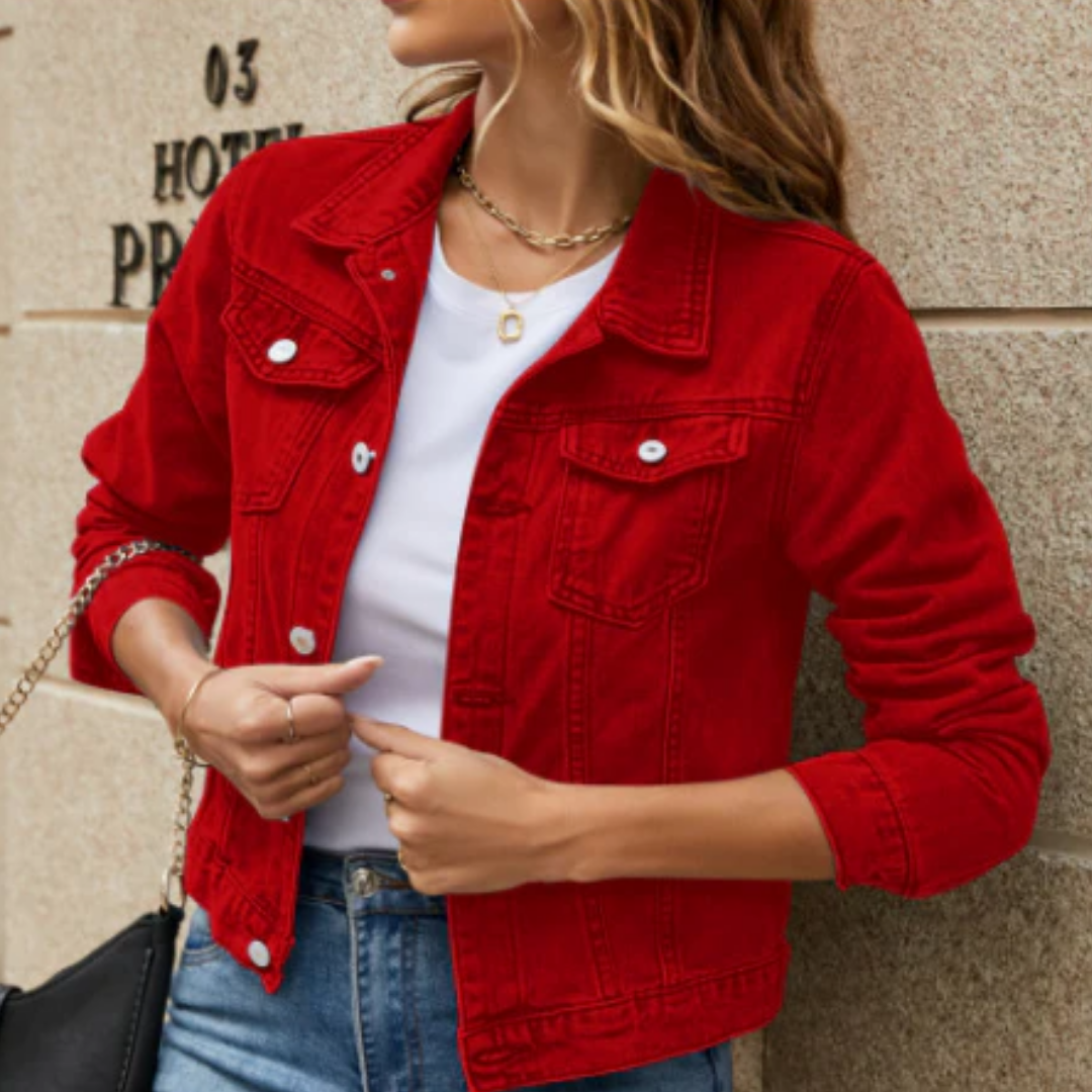 Meriam | Solid Red Short Jacket For Women