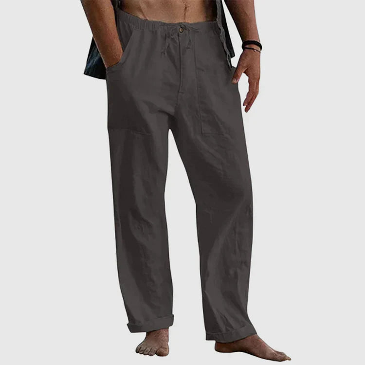 Linen beach trousers for men, loose fit