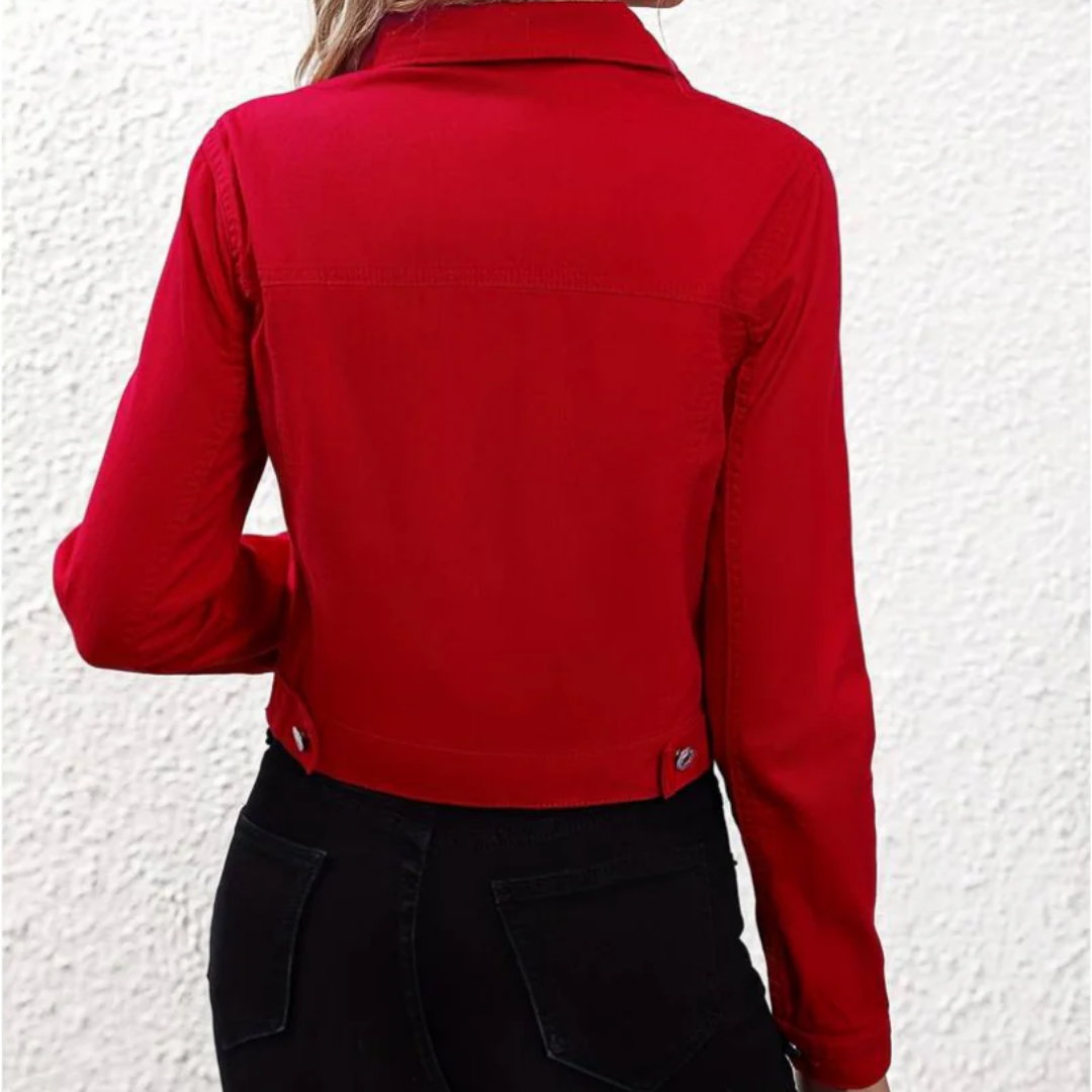 Meriam | Solid Red Short Jacket For Women