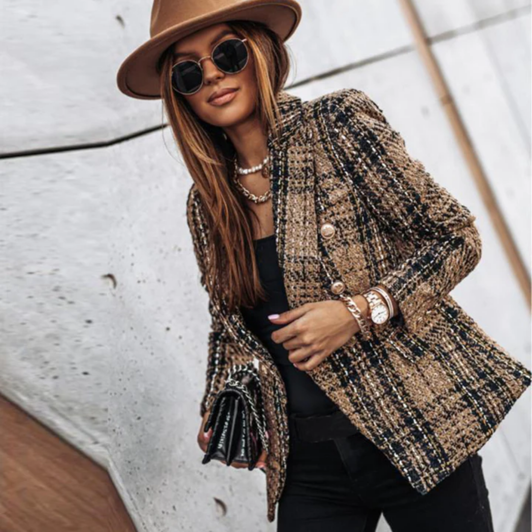 Talia | Winter Lapel Collar Plaid Blazer For Women