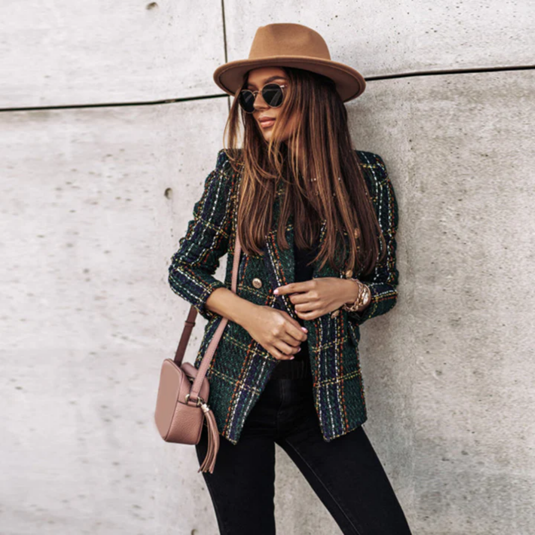 Talia | Winter Lapel Collar Plaid Blazer For Women