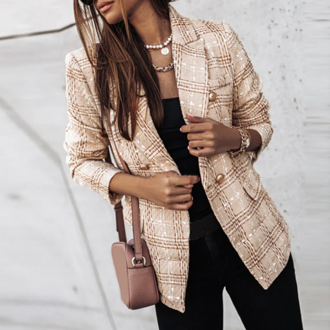 Talia | Winter Lapel Collar Plaid Blazer For Women