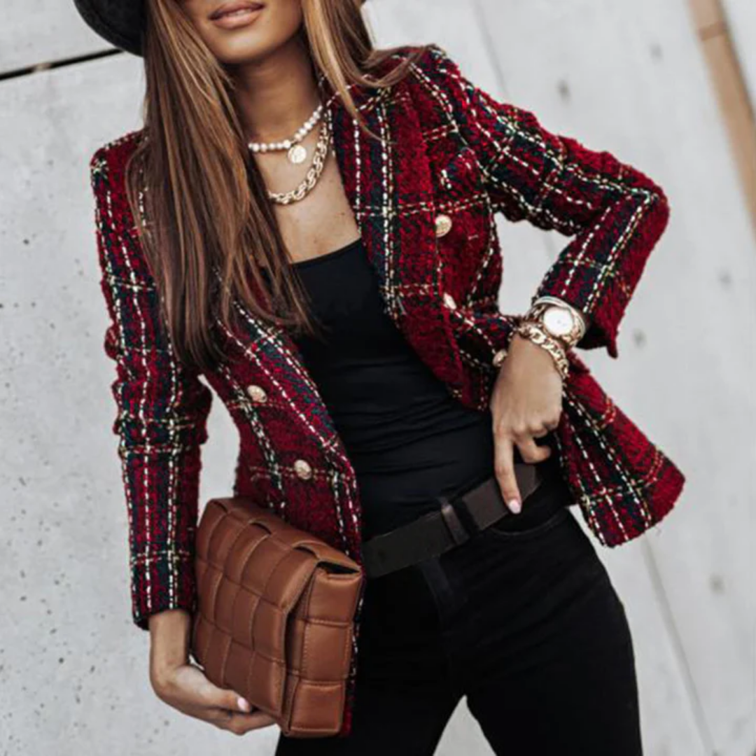 Talia | Winter Lapel Collar Plaid Blazer For Women