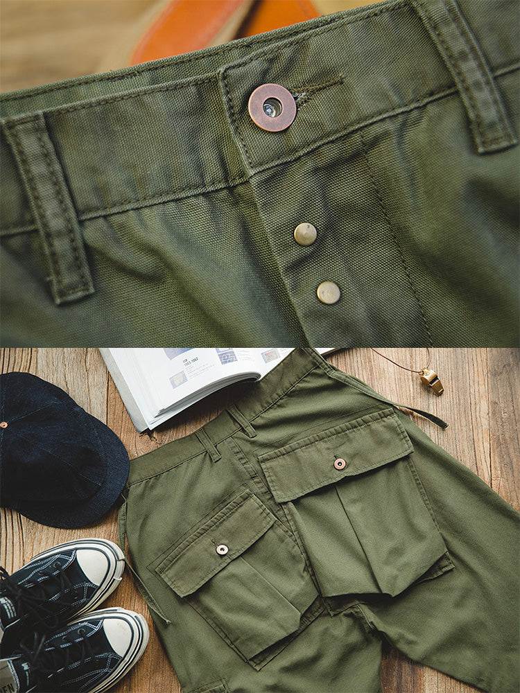 Men's cargo pants with unique asymmetric pockets