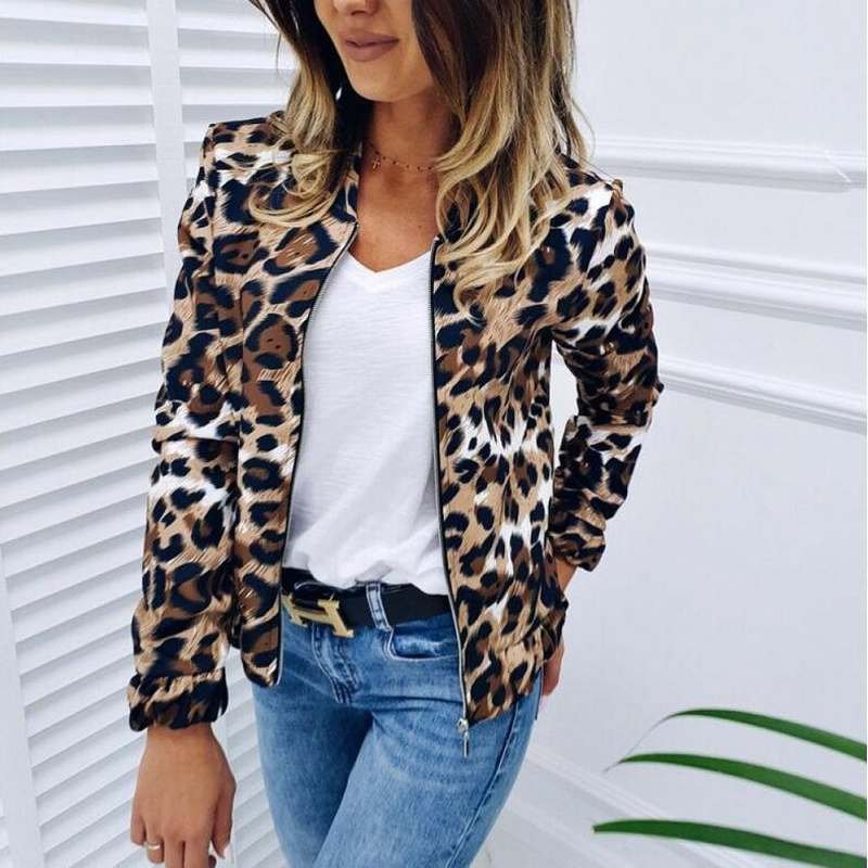 Fashionable bomber jacket with animal print and comfortable fit