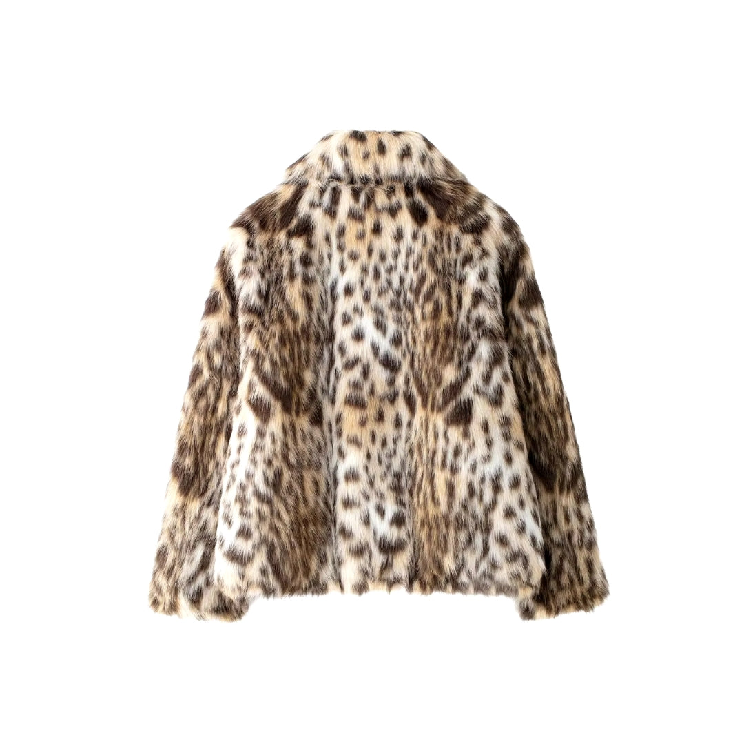 Becky™ - Short Faux Leather Leopard Jacket