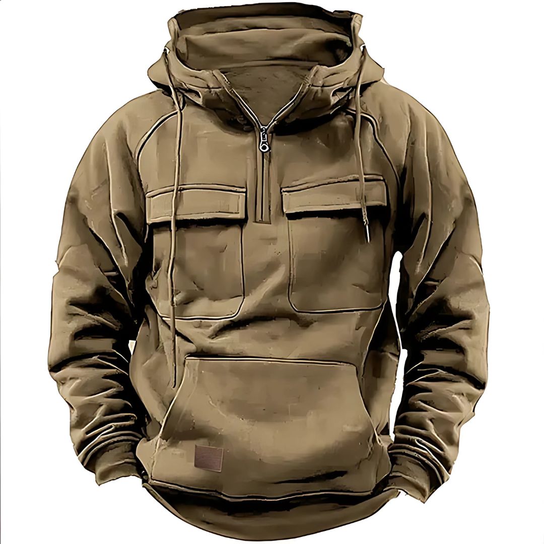 Men's Multi-Pocket Half Zip Hoodie