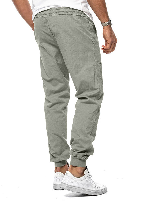 Men's elastic casual pants with drawstring for men