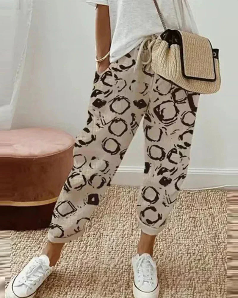 Casual cotton-linen trousers for women