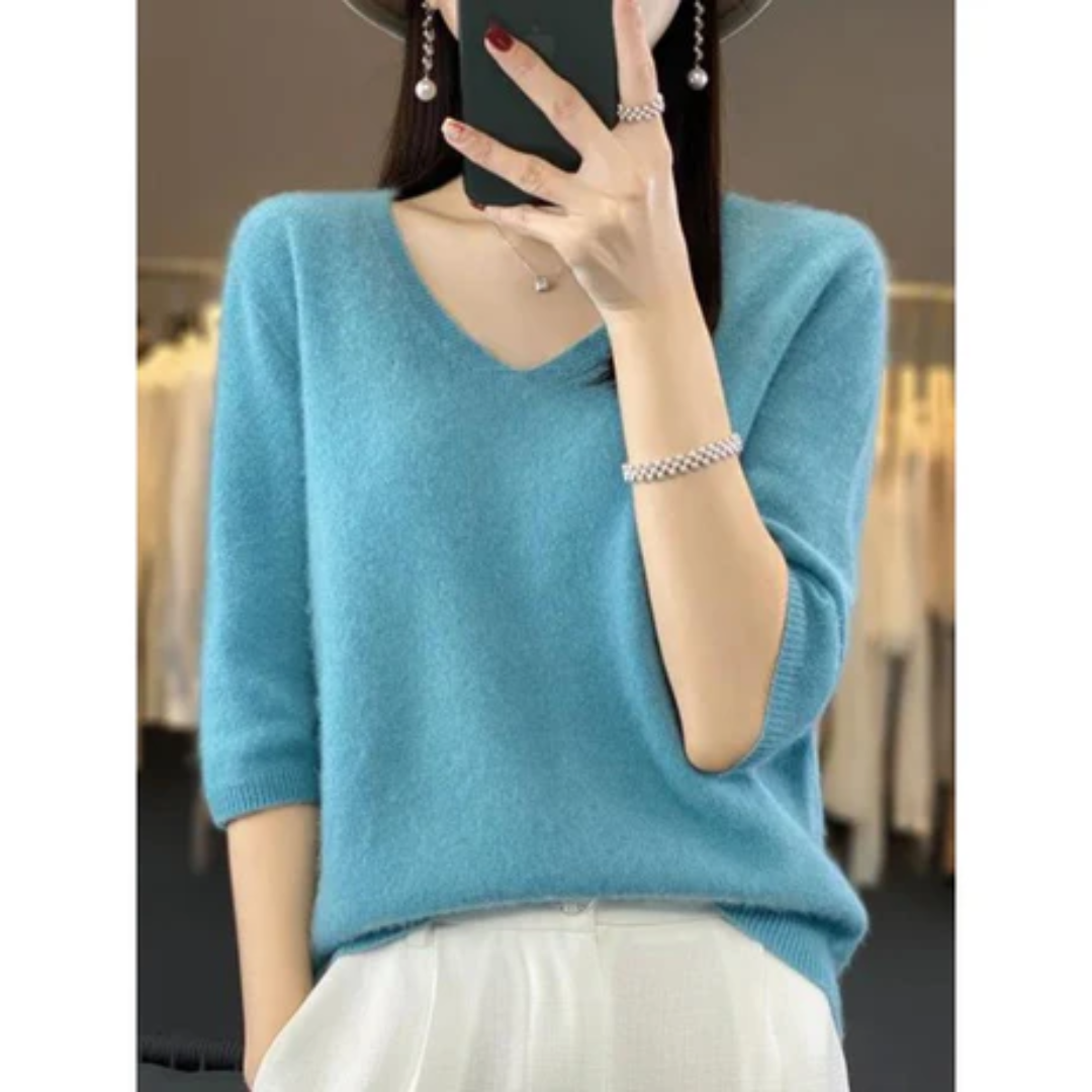 Anya | Casual V Neck Knitted Sweater For Women