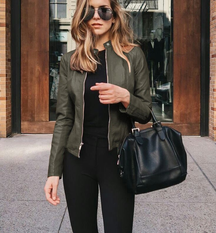 Elegant leather-look jacket for women